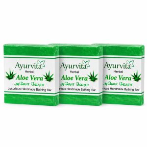 Ayurvita Herbal Handmade Luxurious Bath Soap, Aloe Vera, Pack of 3 l 125g Each