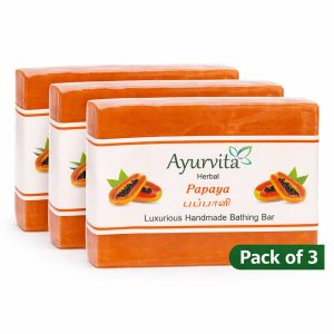 Ayurvita Herbal Handmade Luxurious Bath Soap, Papaya ,Pack of 3 l 125g Each