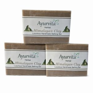 Ayurvita Herbal Handmade Luxurious Bath Soap, Himalayan Clay, Pack of 3, Each 115gm