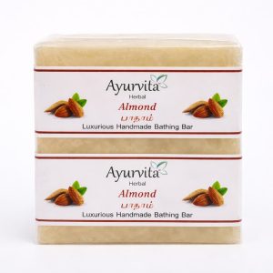 Ayurvita Herbal Handmade Luxurious Bath Soap, Almond, Pack of 3 Soaps, Each 125gm